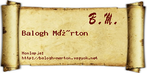 Balogh Márton névjegykártya